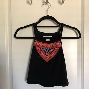 Black & Colorful Beaded Crop Top